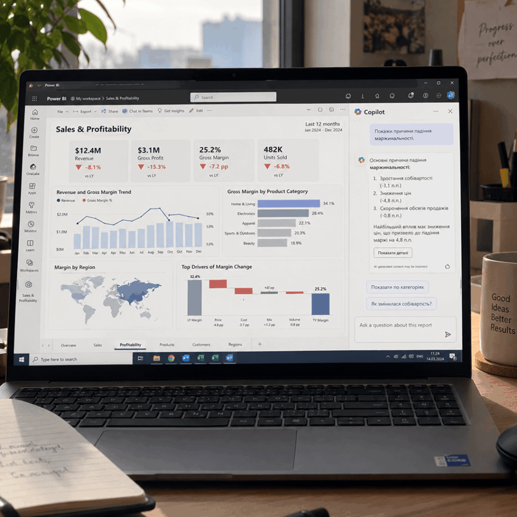 Copilot у Power BI та Fabric: що AI дає бізнес-аналітиці